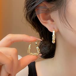 New Year's Design: Geometric Irregular Micro Set Zircon Metal Earrings Luxury Ear Accessories for Women in 2025 Fashion Jewelry
