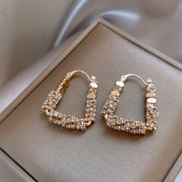 New Year's Design: Geometric Irregular Micro Set Zircon Metal Earrings Luxury Ear Accessories for Women in 2025 Fashion Jewelry