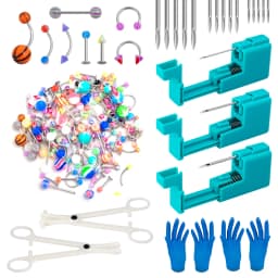 Sterile Body Piercing Tool Set With Piercing Needles Clamp Forceps Tongue Belly Nose Ring Lip Ear Piercing Gun Body Jewelry Kit