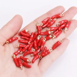 10Pcs 3D Pepper Enamel Alloy Pendant Cute Mini Red Chili Food Charm for Women's Bracelet Earrings DIY Jewelry Making Accessory