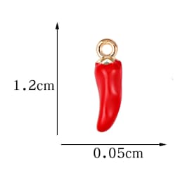 10Pcs 3D Pepper Enamel Alloy Pendant Cute Mini Red Chili Food Charm for Women's Bracelet Earrings DIY Jewelry Making Accessory