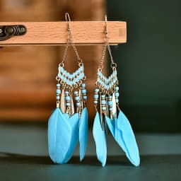 Bohemian Ethnic Feather Dangle Earrings For Women Trendy Long Tassel Colorful Beads Drop Earrings Girl Female Boho Jewelry