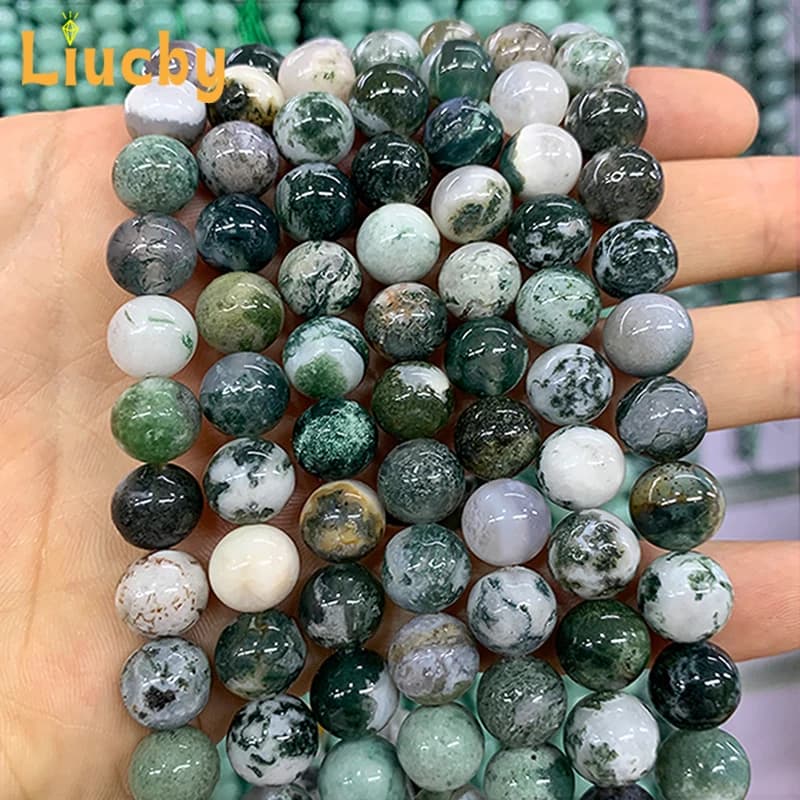 Natural White tree patterned agate Smooth Loose Handmade For Jewelry Making DIY Earrings Charm Bracelet 15" Strand 4/6/8/10/12mm