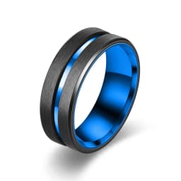 Fashion 8mm Men's Black Tungsten Wedding Band Rings Black Groove Beveled Edge Engagement Ring for Men's Valentine Gifts Jewelry