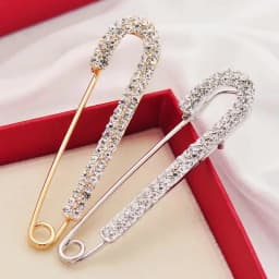 Luxury Elegent Gold Color Crystal Zircon Pins Fashion Women Rhinestones Brooches Safety Metal Pin Shawl Scarf Jeans Buckle Party