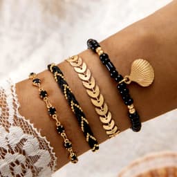 Tocona 5pcs/set Bohemian Imitation Pearl Bracelets for Women Ethnic Style Shell Beaded Bangles Summer Beach Jewelry Set 26165