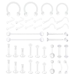 2pcs Clear Surgery Bioflex Nose Rings Belly Rings Septum Eyebrow Lip Cartilage Earring Industrial Plastic Piercing Jewelry