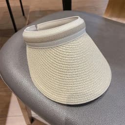 Woman New Fashion Sun Hats Female Outdoor Visor Beach Caps Breathable Empty Top Straw Cap Female Anti-UV Beach Cap