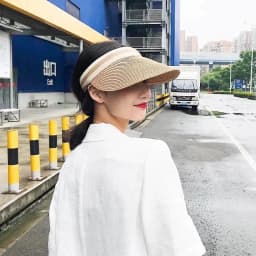 Woman New Fashion Sun Hats Female Outdoor Visor Beach Caps Breathable Empty Top Straw Cap Female Anti-UV Beach Cap