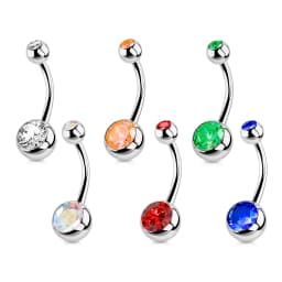 1PC G23 Titanium Crystal Gem Curved Barbell Rings Belly Button Navel Rings Piercings Nombril Ombligo Piercing Charming Jewelry