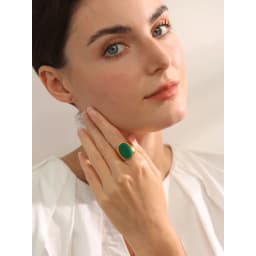 Yhpup PVD Plated Stone Stainless Steel Gold Color Wide Ring Summer Trendy Fashion Jewelry Accessories Bijoux