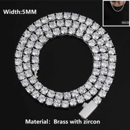 Hip Hop Jewelry Cubic Zirconia Iced Out Tennis Chain Iced Out 18k Gold Plated Bling Necklace For Women Drop Shipping