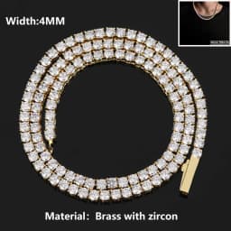 Hip Hop Jewelry Cubic Zirconia Iced Out Tennis Chain Iced Out 18k Gold Plated Bling Necklace For Women Drop Shipping
