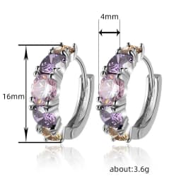 Huitan Fashion Luxury Colorful Pink/Purple CZ Hoop Earrings for Women Newly Designed Bridal Wedding Earrings Gift Party Jewelry