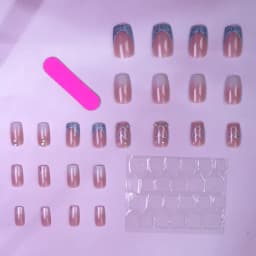 24PCS Square Press-Shaped Nails Of Medium Length - French Pointed Press-Shaped Heart-Shaped Design, Bright Pink Ffalse Nails