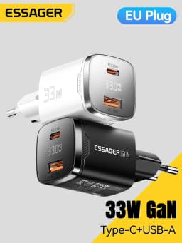 Essager 33W GaN USB C Charger Digital Display PD Fast Charging For iPhone 13 12 Max Pro iPad For Xiaomi Poco Samsung Charger Es