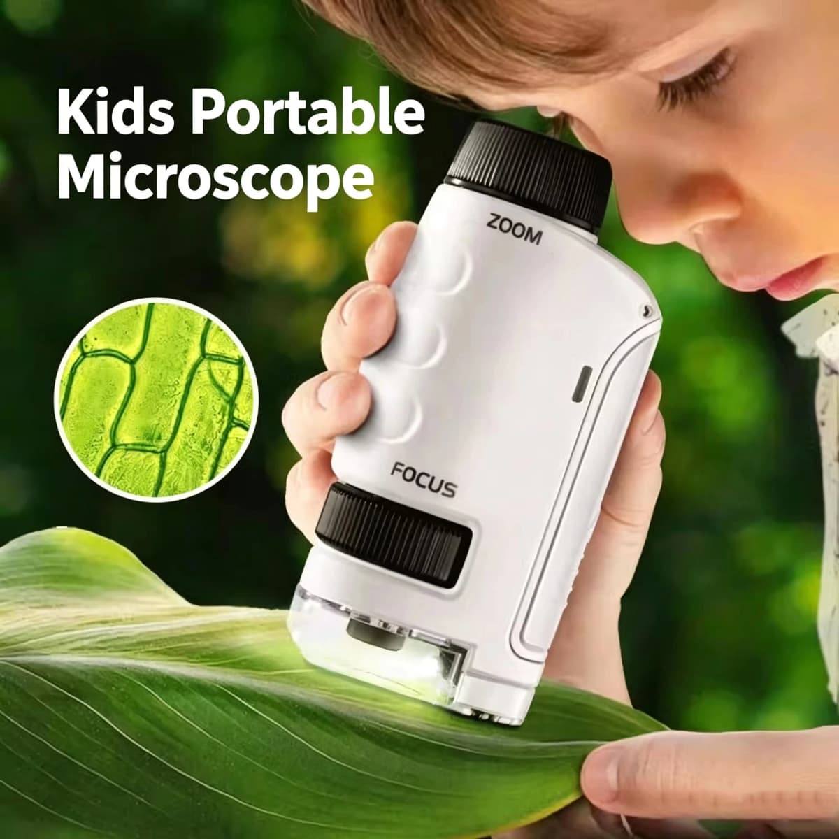 Kids Handheld Microscope Toy, Portable Outdoor Science Experiment Kit, Educational STEM Learning Gift for Pupils
