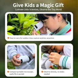Kids Handheld Microscope Toy, Portable Outdoor Science Experiment Kit, Educational STEM Learning Gift for Pupils