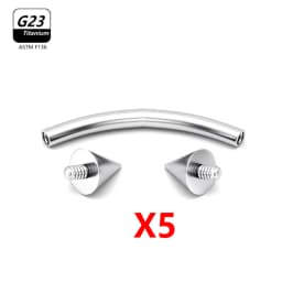 1/5/50pcs G23 Titanium ASTM-F136 Piercings Eyebrow Zircon Earring Internal Thread Eyebrow Body Jewelry Wholesale