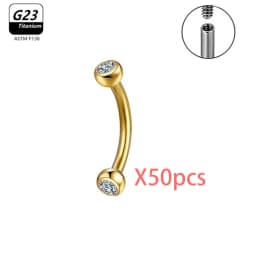 1/5/50pcs G23 Titanium ASTM-F136 Piercings Eyebrow Zircon Earring Internal Thread Eyebrow Body Jewelry Wholesale