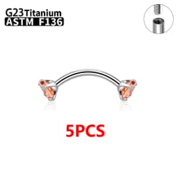 1/5/50pcs G23 Titanium ASTM-F136 Piercings Eyebrow Zircon Earring Internal Thread Eyebrow Body Jewelry Wholesale