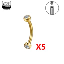 1/5/50pcs G23 Titanium ASTM-F136 Piercings Eyebrow Zircon Earring Internal Thread Eyebrow Body Jewelry Wholesale