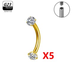 1/5/50pcs G23 Titanium ASTM-F136 Piercings Eyebrow Zircon Earring Internal Thread Eyebrow Body Jewelry Wholesale