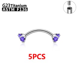 1/5/50pcs G23 Titanium ASTM-F136 Piercings Eyebrow Zircon Earring Internal Thread Eyebrow Body Jewelry Wholesale