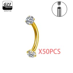 1/5/50pcs G23 Titanium ASTM-F136 Piercings Eyebrow Zircon Earring Internal Thread Eyebrow Body Jewelry Wholesale