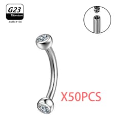 1/5/50pcs G23 Titanium ASTM-F136 Piercings Eyebrow Zircon Earring Internal Thread Eyebrow Body Jewelry Wholesale
