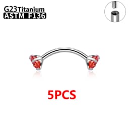 1/5/50pcs G23 Titanium ASTM-F136 Piercings Eyebrow Zircon Earring Internal Thread Eyebrow Body Jewelry Wholesale