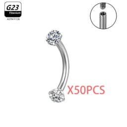 1/5/50pcs G23 Titanium ASTM-F136 Piercings Eyebrow Zircon Earring Internal Thread Eyebrow Body Jewelry Wholesale