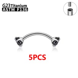 1/5/50pcs G23 Titanium ASTM-F136 Piercings Eyebrow Zircon Earring Internal Thread Eyebrow Body Jewelry Wholesale