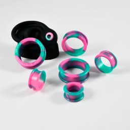1Pair Size 8mm-38mm Marble Color Silicone Ear Tunnel Plugs Gauge Thick Flared Flesh Expander Piercing Jewelry