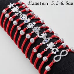 12Pcs/Set Evil Eye Bracelet Set for Both Men and Women Woven Red Bracelet Adjustable to Protect Friendship