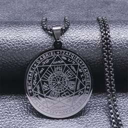 Seven Archangels Amulet Stainless Steel Necklaces Men Seal of Solomon Talisman Necklace Protection Jewelry Collar Hombre N1162S2
