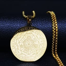 Seven Archangels Amulet Stainless Steel Necklaces Men Seal of Solomon Talisman Necklace Protection Jewelry Collar Hombre N1162S2