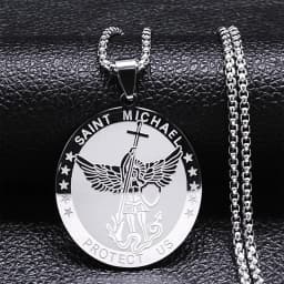 Seven Archangels Amulet Stainless Steel Necklaces Men Seal of Solomon Talisman Necklace Protection Jewelry Collar Hombre N1162S2