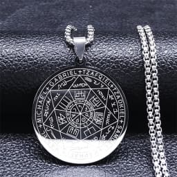 Seven Archangels Amulet Stainless Steel Necklaces Men Seal of Solomon Talisman Necklace Protection Jewelry Collar Hombre N1162S2