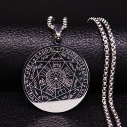 Seven Archangels Amulet Stainless Steel Necklaces Men Seal of Solomon Talisman Necklace Protection Jewelry Collar Hombre N1162S2