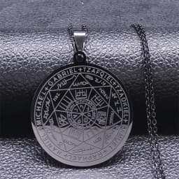 Seven Archangels Amulet Stainless Steel Necklaces Men Seal of Solomon Talisman Necklace Protection Jewelry Collar Hombre N1162S2