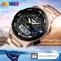 SKMEI 1370  Men Fashion Sport Quartz Clock Mens Watches Luxury Full Steel Business Waterproof Watch Relogio Masculino Watch