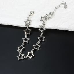 Y2K Five Pointed Stars Charm Bracelet Vintage Silver Color Pentagram Chain Bracelets For Women