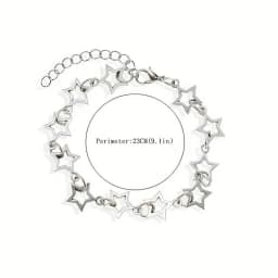Y2K Five Pointed Stars Charm Bracelet Vintage Silver Color Pentagram Chain Bracelets For Women