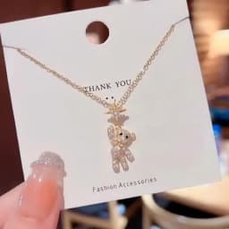 Obega Lovely Bear Necklaces for Women Cubic Zircon Inlaid Gold Color Neck Chain Female Necklaces Cute Jewelry Pendant