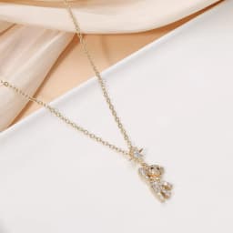 Obega Lovely Bear Necklaces for Women Cubic Zircon Inlaid Gold Color Neck Chain Female Necklaces Cute Jewelry Pendant