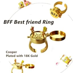 YILUOCD 2 Pcs Anime Couple Opening Adjustable Rings Forever Best Friend Spinner Ring Aesthetic Cartoon Bff Friendship Jewelry