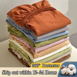 Cotton Fitted Sheet with Elastic Bands Non Slip Adjustable Mattress Covers for Single Double King Queen Bed 140/160/180/200cm