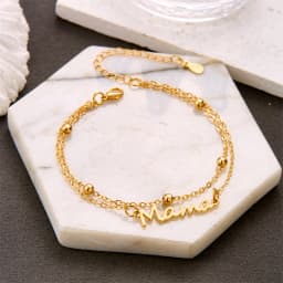 Simple Letter Mama Charm Bracelet for Women Metal 3 Colors Double Layer Chain Bangle Fashion Jewelry Mother Day Wrist Gift
