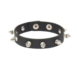 2024 Pu Leather Studded Bracelet Choker Punk Spike Rivets Cuff Black Wristband Adjustable Cuff Bangle